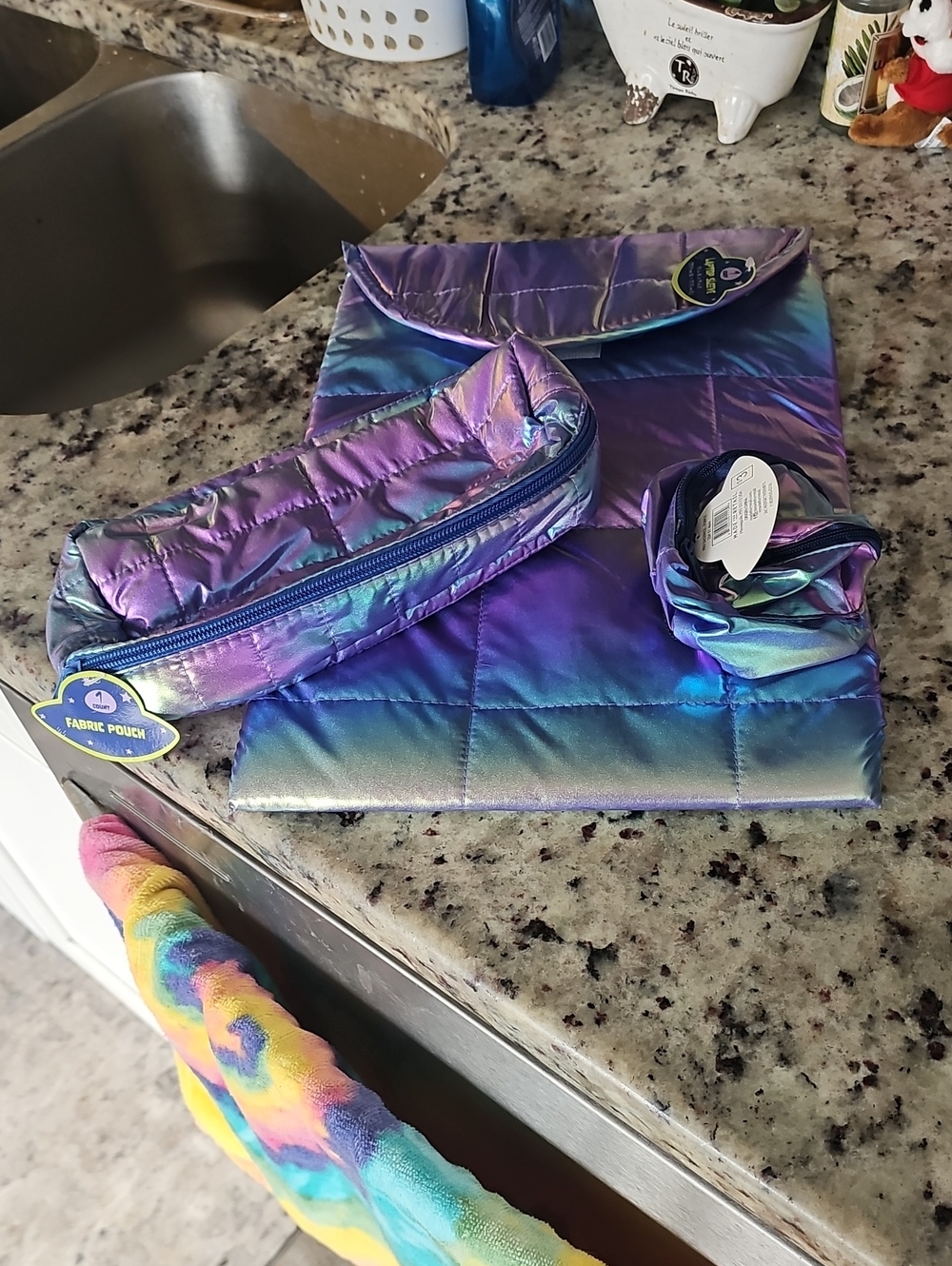 Iridescent Purple Kids Quilted School Accessory Set